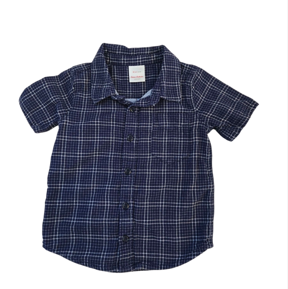 Hanna Andersson Blue Button Down Shirt Classic Plaid